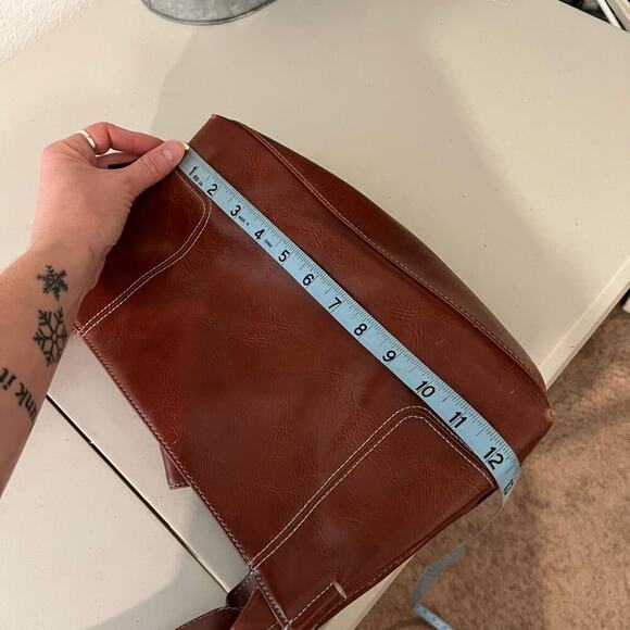 90s Nine & Co. Warm Brown Red Vegan Leather Buckle Medium Shoulder Bag - Picture 12 of 15